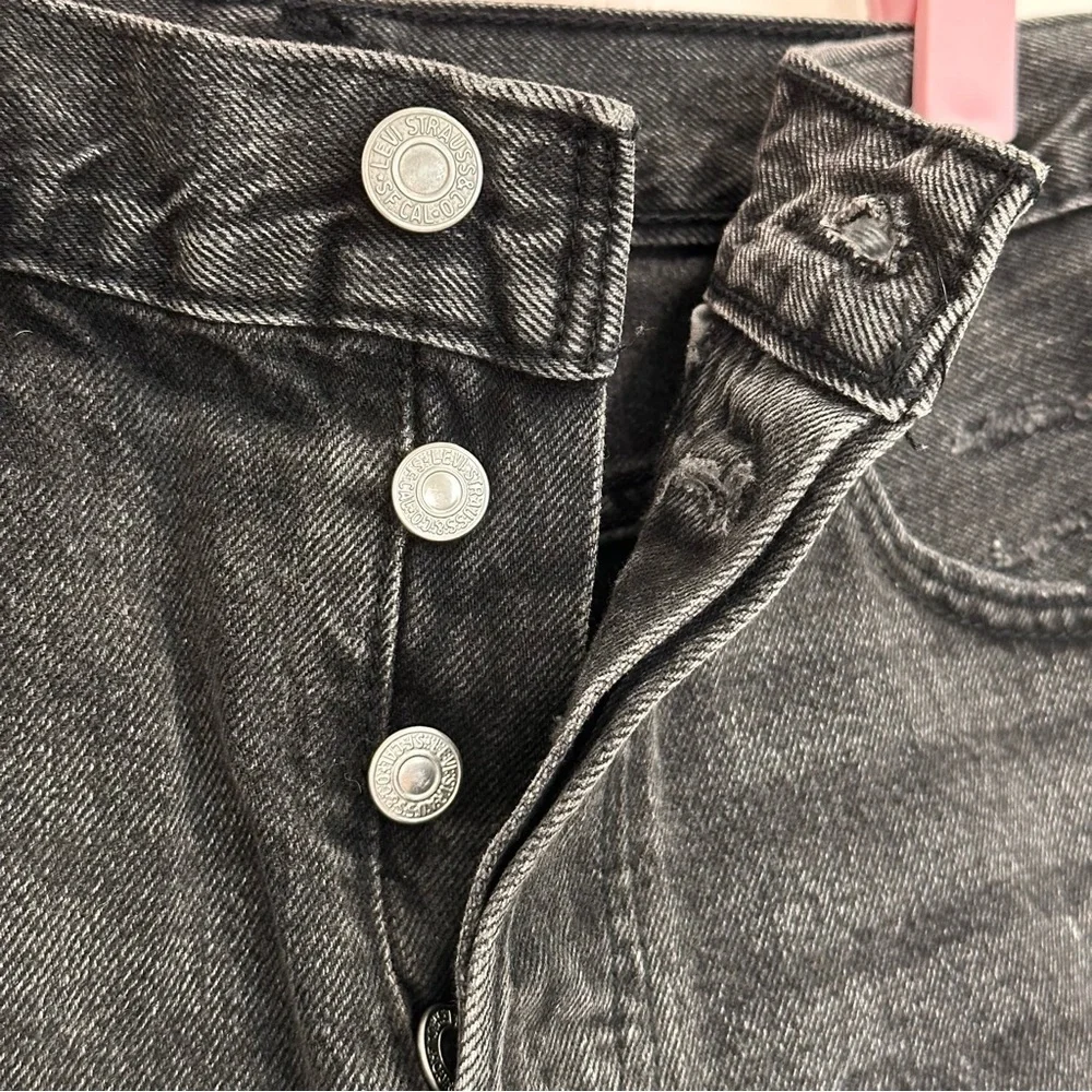 Levi’s 501 Cutoff Jean Shorts High Rise Denim Black Size 27 Festival Summer Chic
